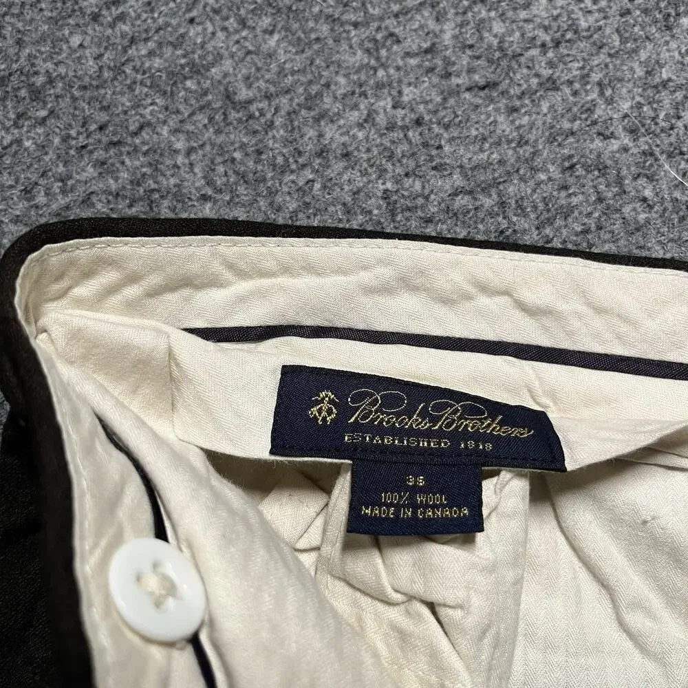 Brooks Brothers Pants Mens 35x28 Wool Brown Dress Pleated Cuffed Canada